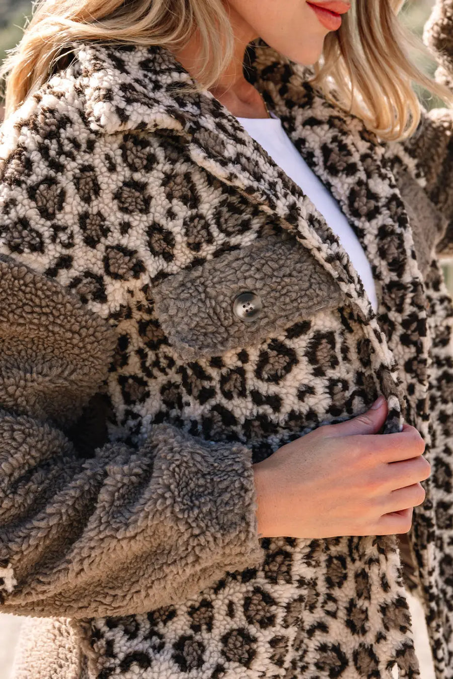 Brown leopard print sherpa jacket coats & jackets