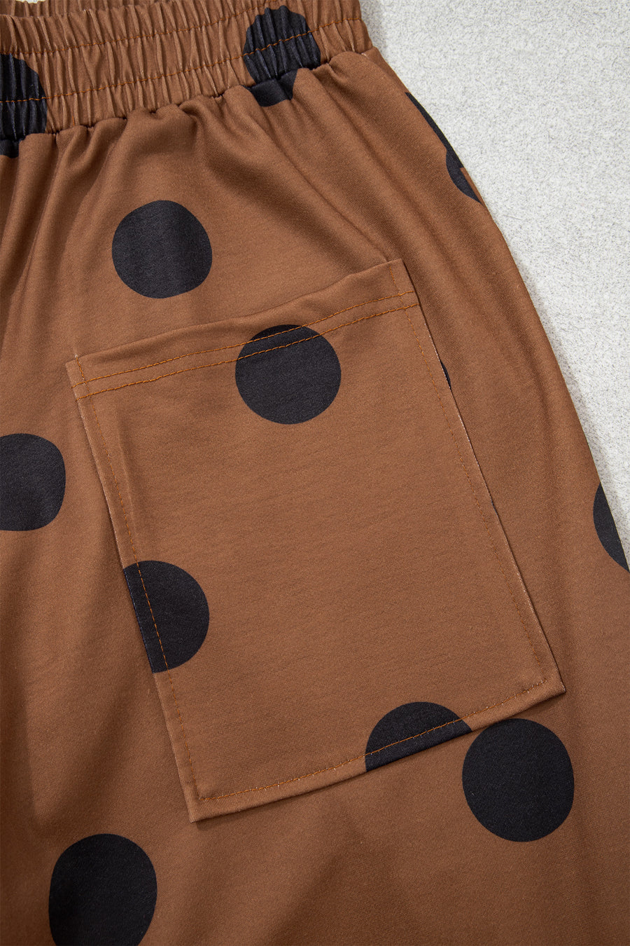Brown Polka Dot Wide Leg Elastic Waist Casual Pants Women UK