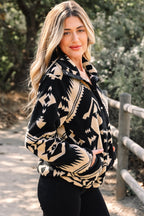 Aztec Pattern Plush Sweatshirt – Half Zip