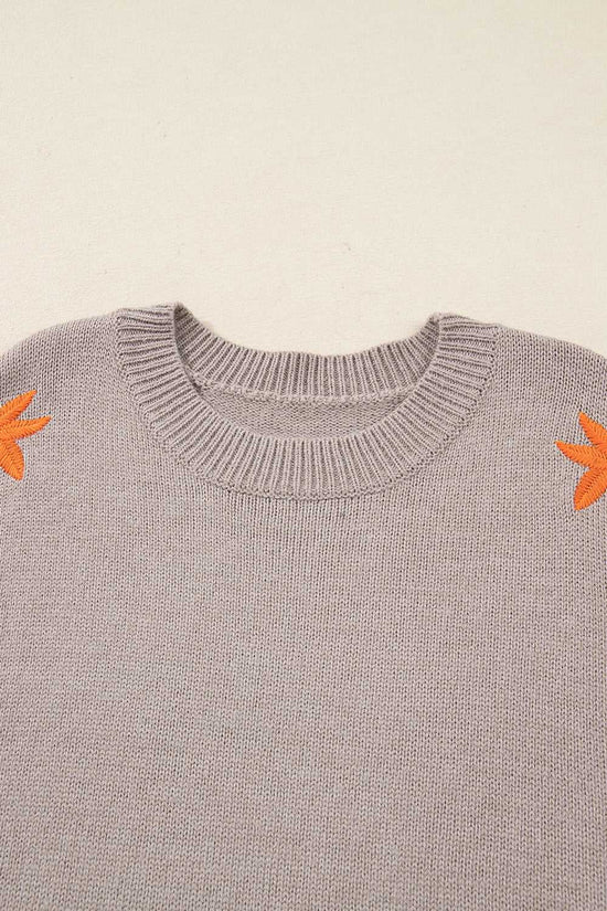 Floral Embroidered Sleeve Jumper