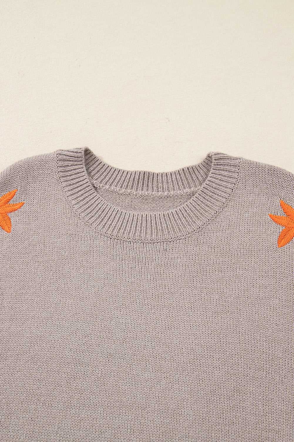 Floral Embroidered Sleeve Jumper