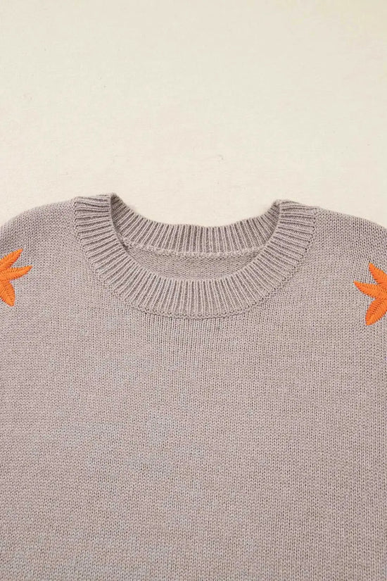 Women’s floral embroidered sleeve jumper | fashionfitz uk