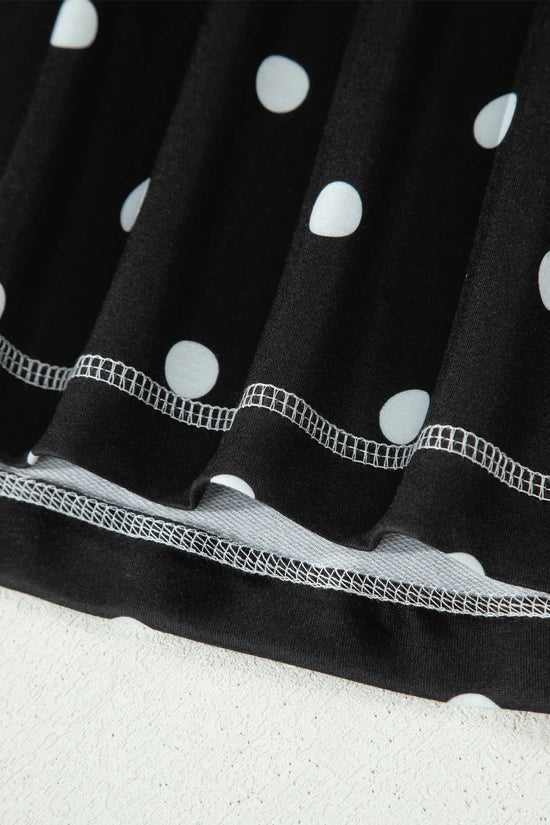 Polka Dot Exposed Seam Loose Tee Drawstring Shorts Two-Piece Set