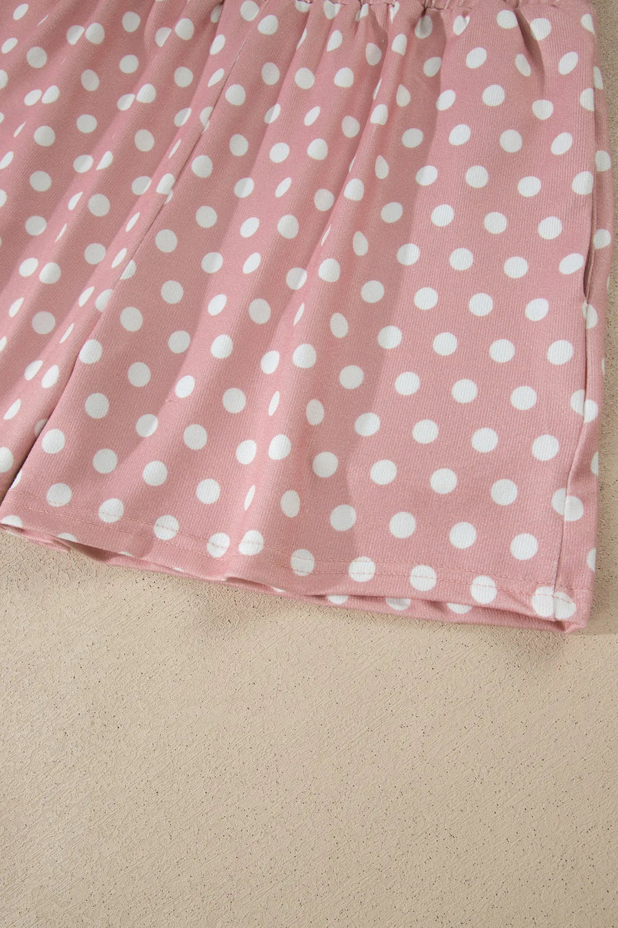 Polka Dot Print Round Neck Short Sleeve Top & Shorts Co-Ord Set