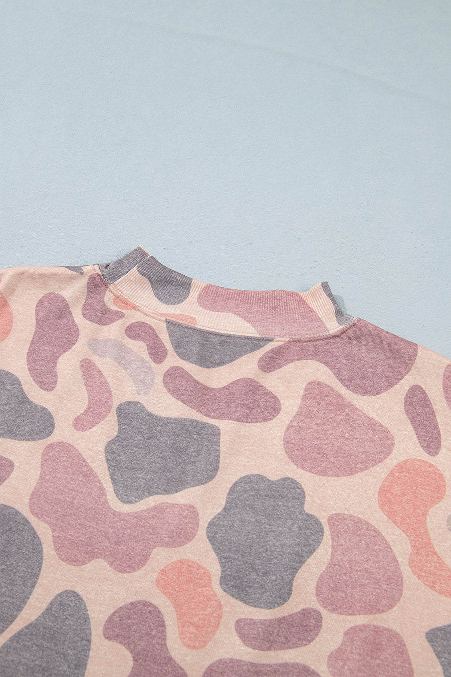 Camo Print Baggy Mock Neck Pullover Sweatshirt Women UK