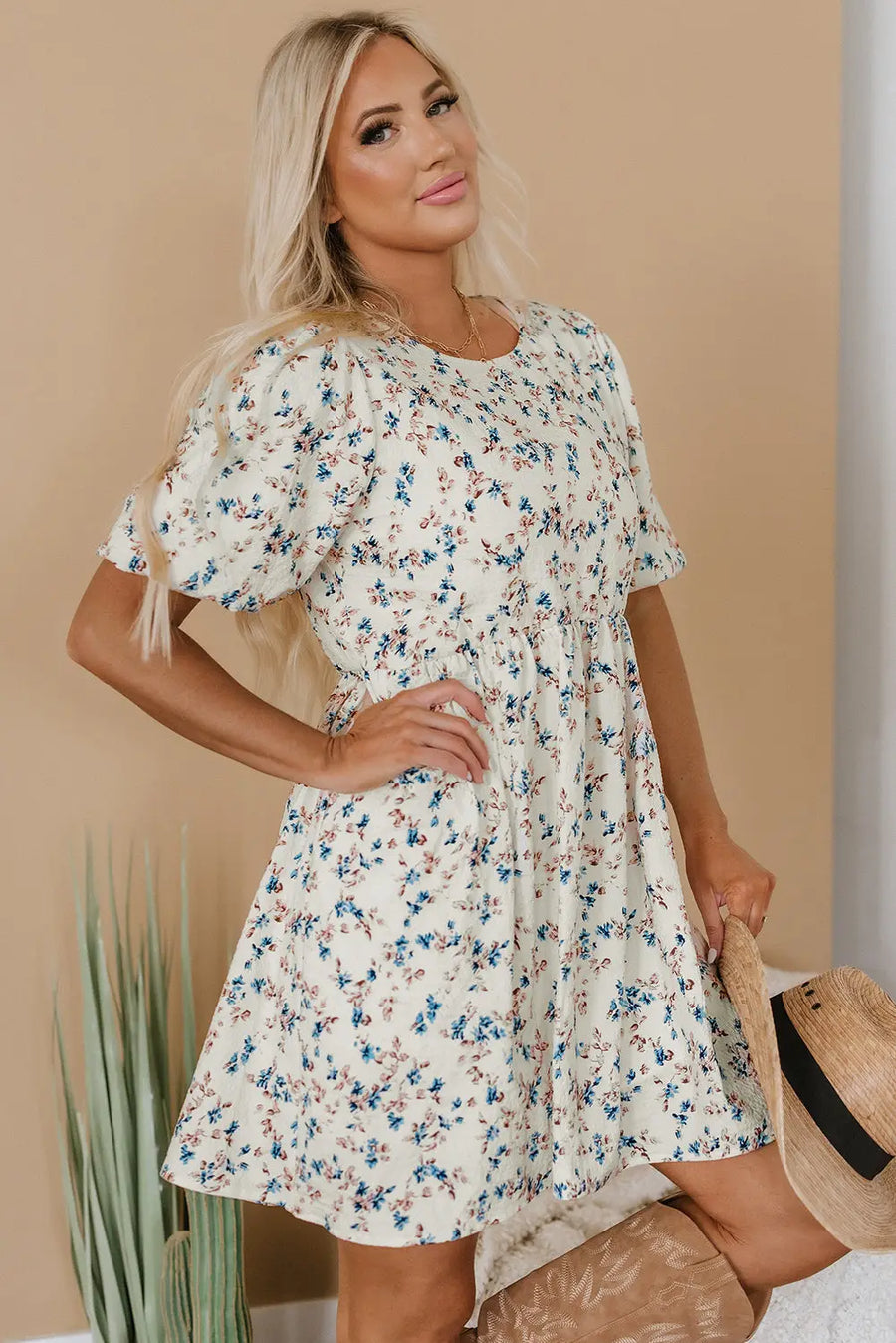 Green Floral Print V Neck Shift Plus Size Dress Women UK