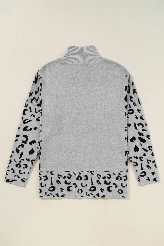Leopard high neck oversized sweater sweaters