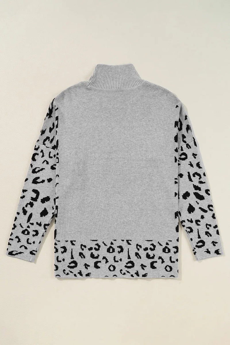 Leopard high neck oversized sweater sweaters
