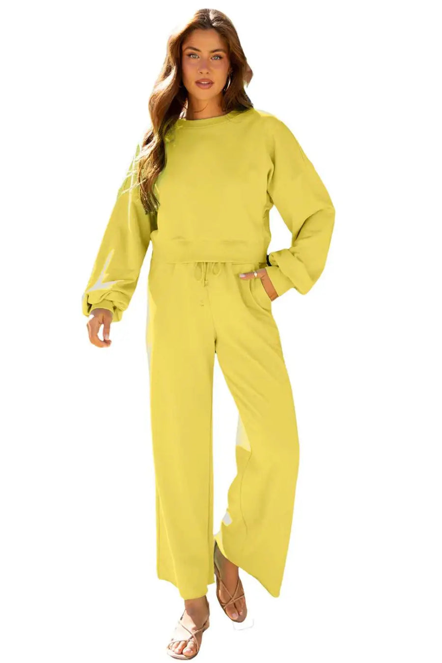 Drop crop wide-leg pants set outfit sets