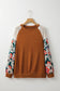 Floral Sleeve Ribbed Blouse - Fashionfitz