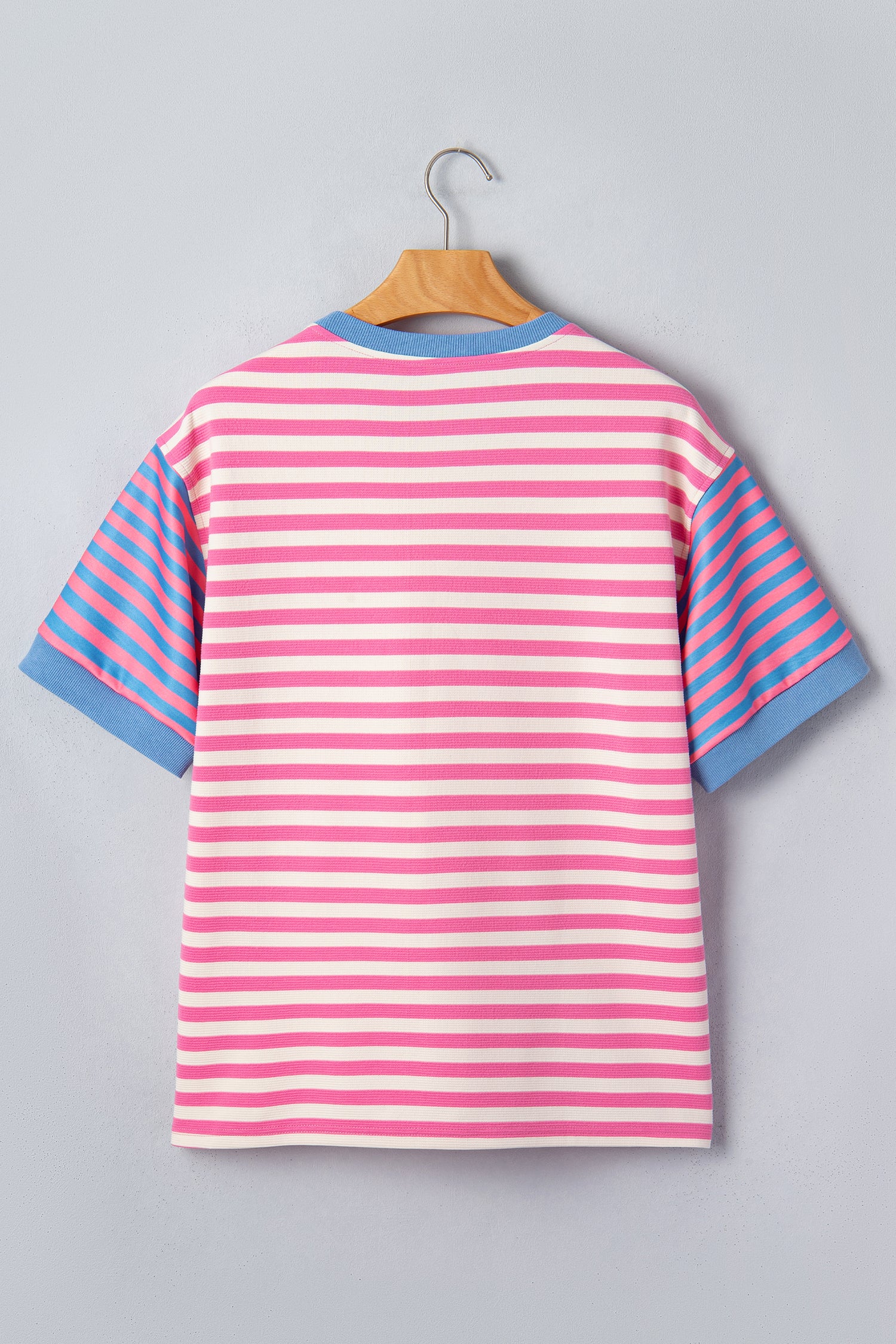 Stripe Contrast Patchwork Short Sleeve Tee Women UK