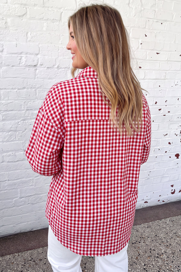 Plaid V Neck Long Sleeve Tunic Loose Fit Plus Size Shirt Women UK