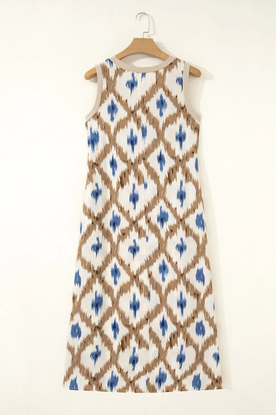 Boho Abstract Print Sleeveless Maxi Dress Women UK — angled view | Fashionfitz UK