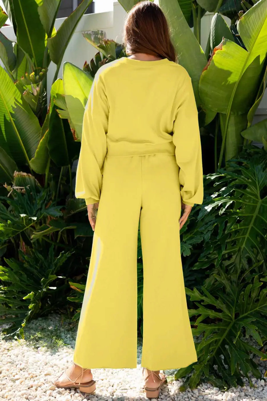 Drop crop wide-leg pants set outfit sets