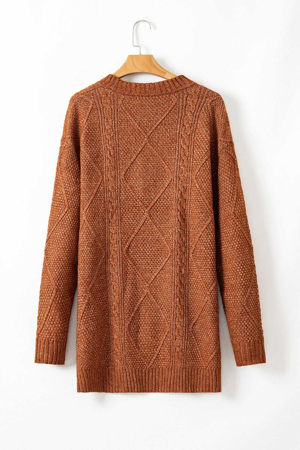 Cable Knit Jumper Dress - Drop Shoulder Loose Fit