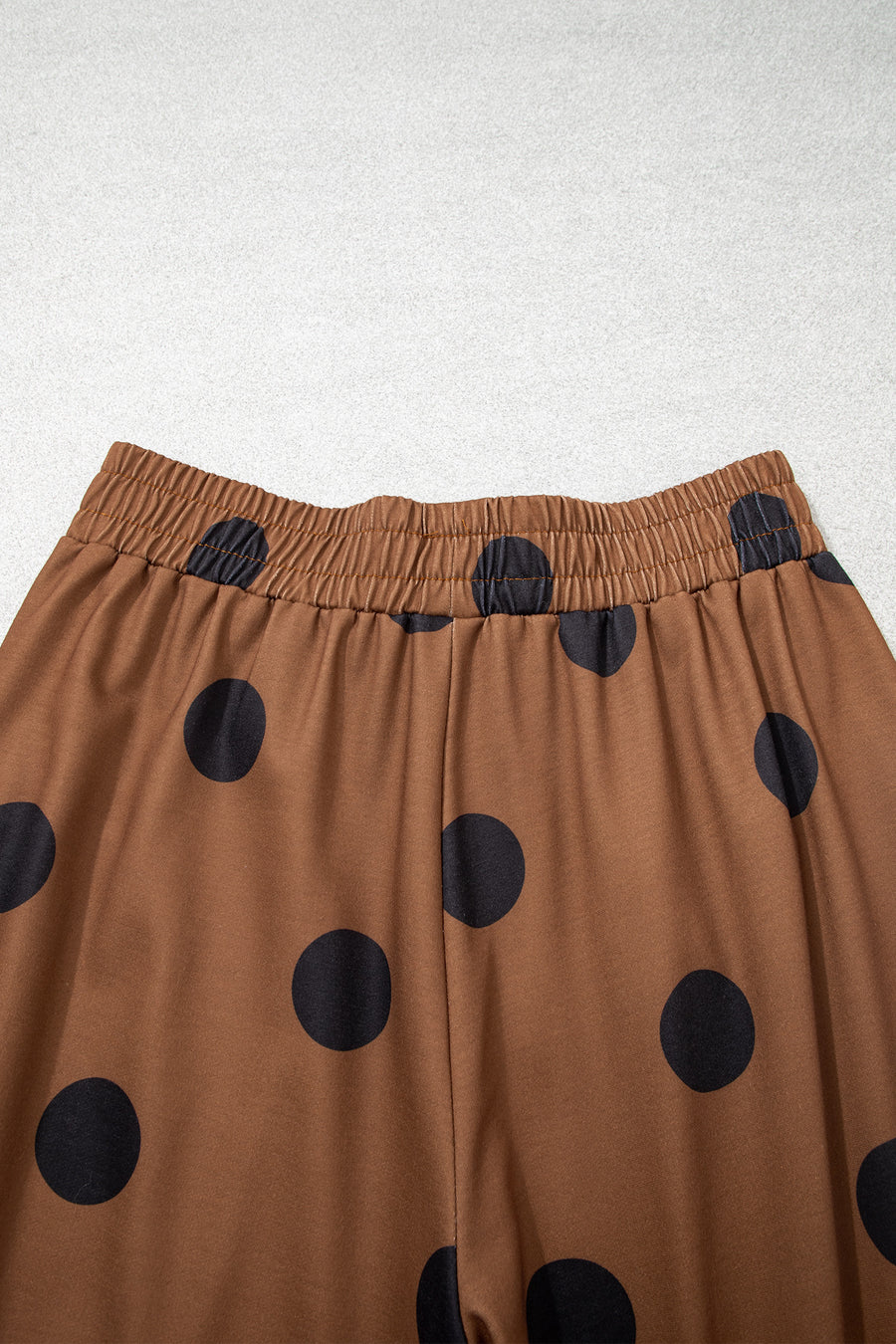 Brown Polka Dot Wide Leg Elastic Waist Casual Pants Women UK