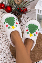 White Christmas Gingerbread Man Plush Home Slippers