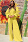 Model in yellow Drop Crop Wide-Leg Pants Set standing confidently, perfect for casual autumn outfits and cozy loungewear.