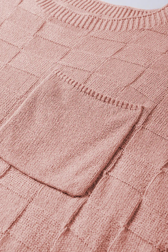 Dusty pink lattice knit short sleeve sweater sweaters