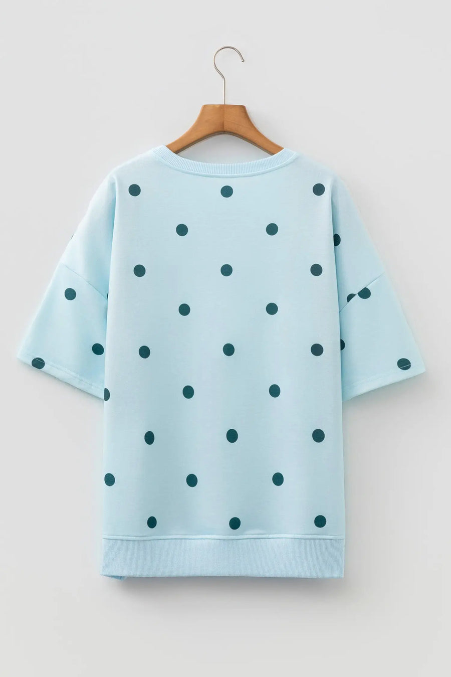 Polka dot crossed seam detail oversized tee back view — Fashionfitz UK