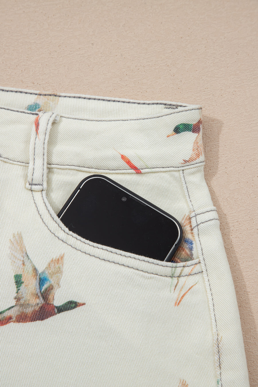 Printed High Waist Denim Shorts Women UK