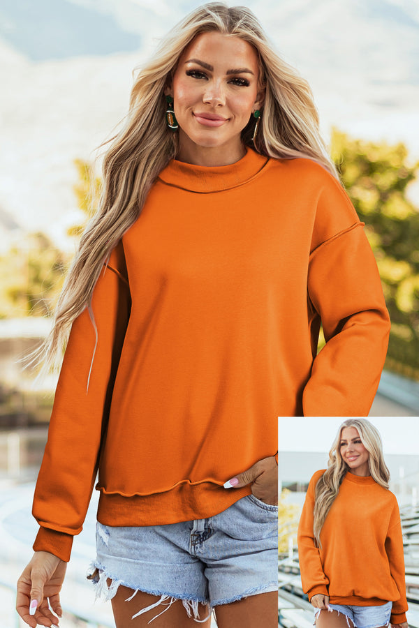Drop Shoulder Reversible Mock Neck Sweatshirt Women UK