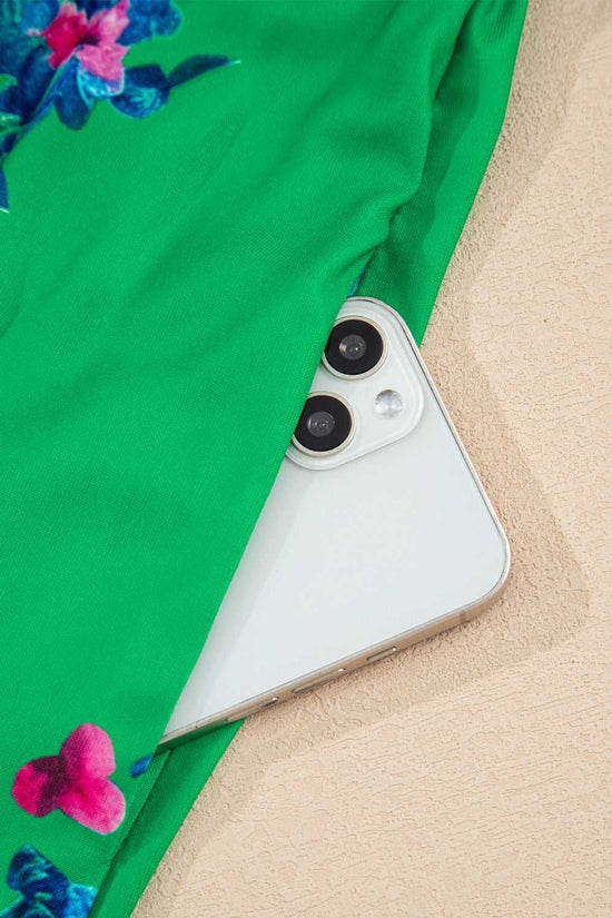 Green Floral Midi Dress - Knotted Straps