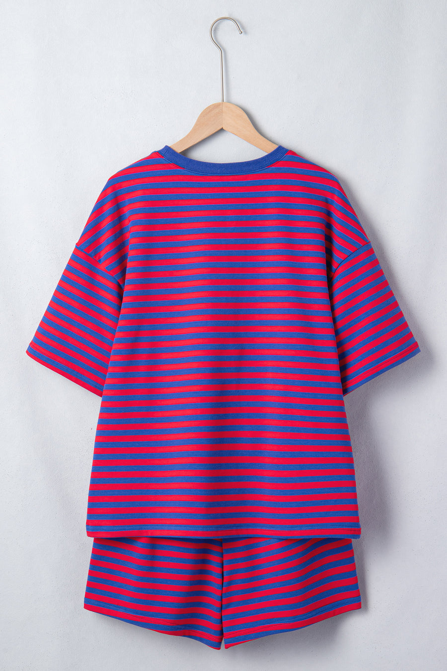 Ribbed Stripe Cotton Tee & Shorts Set Women UK