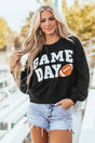 Red Dahlia Chenille Varsity Striped Puff Sleeve Sweatshirt Women UK