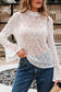 White Sheer Lace Bell Sleeve Blouse