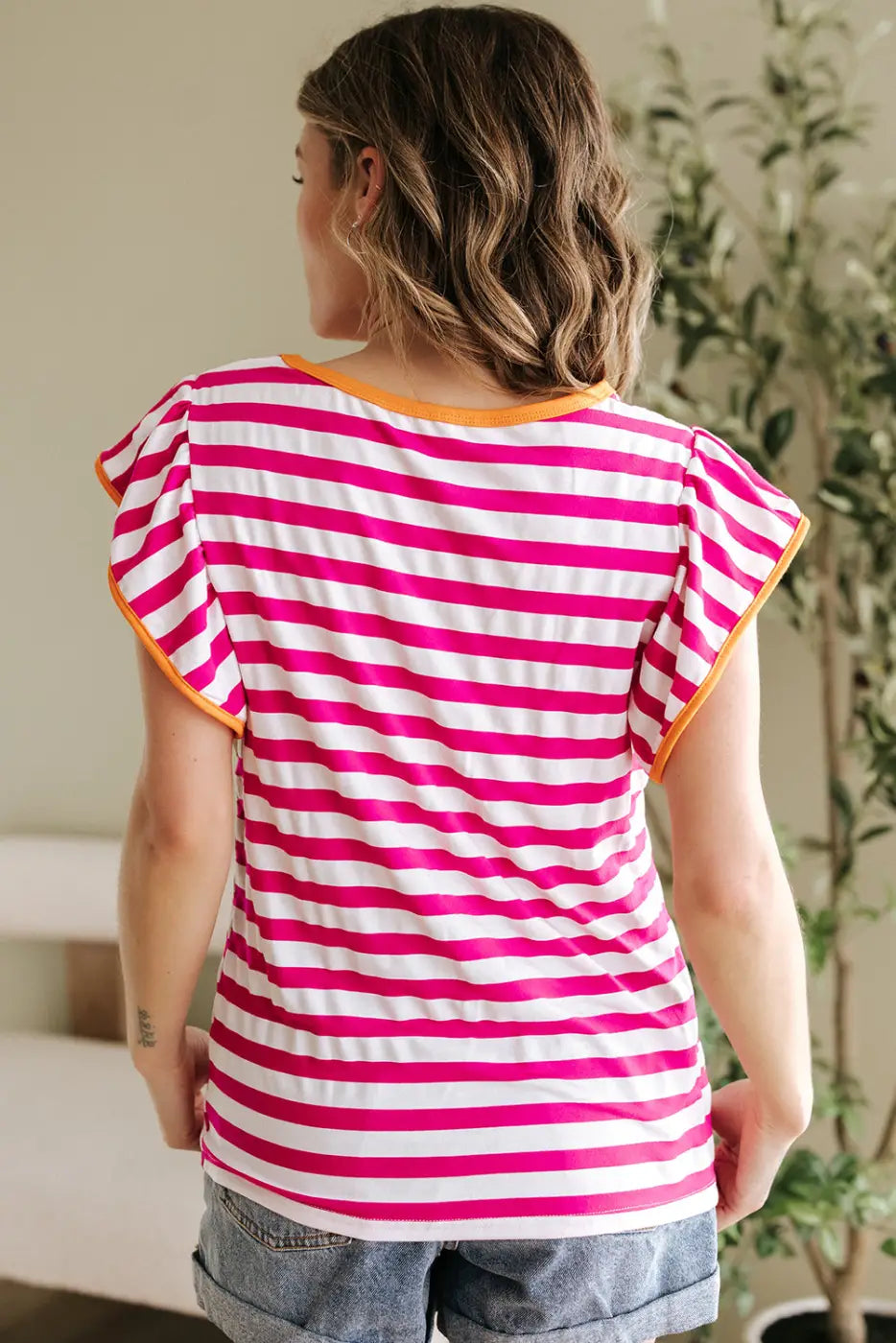 Rose red striped blouse – lightweight tops in bold pink | fashionfitz