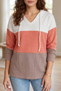 Flame ribbed colourblock hooded pullover top women UK | Fashionfitz