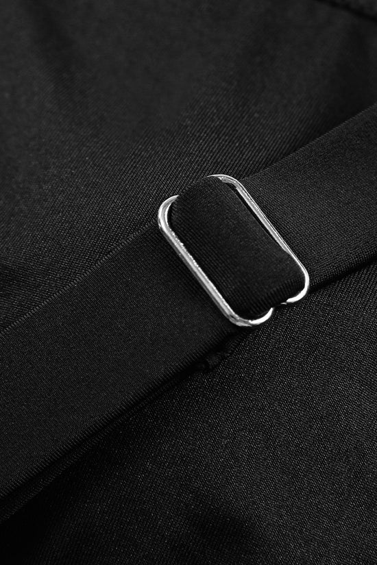 Black Square Neck Tankini Swimsuit