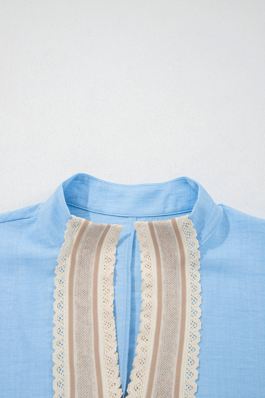 Crochet Lace Accent Pullover Short Sleeve Blouse Women UK