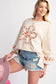 Beige Flower Patch Graphic Top