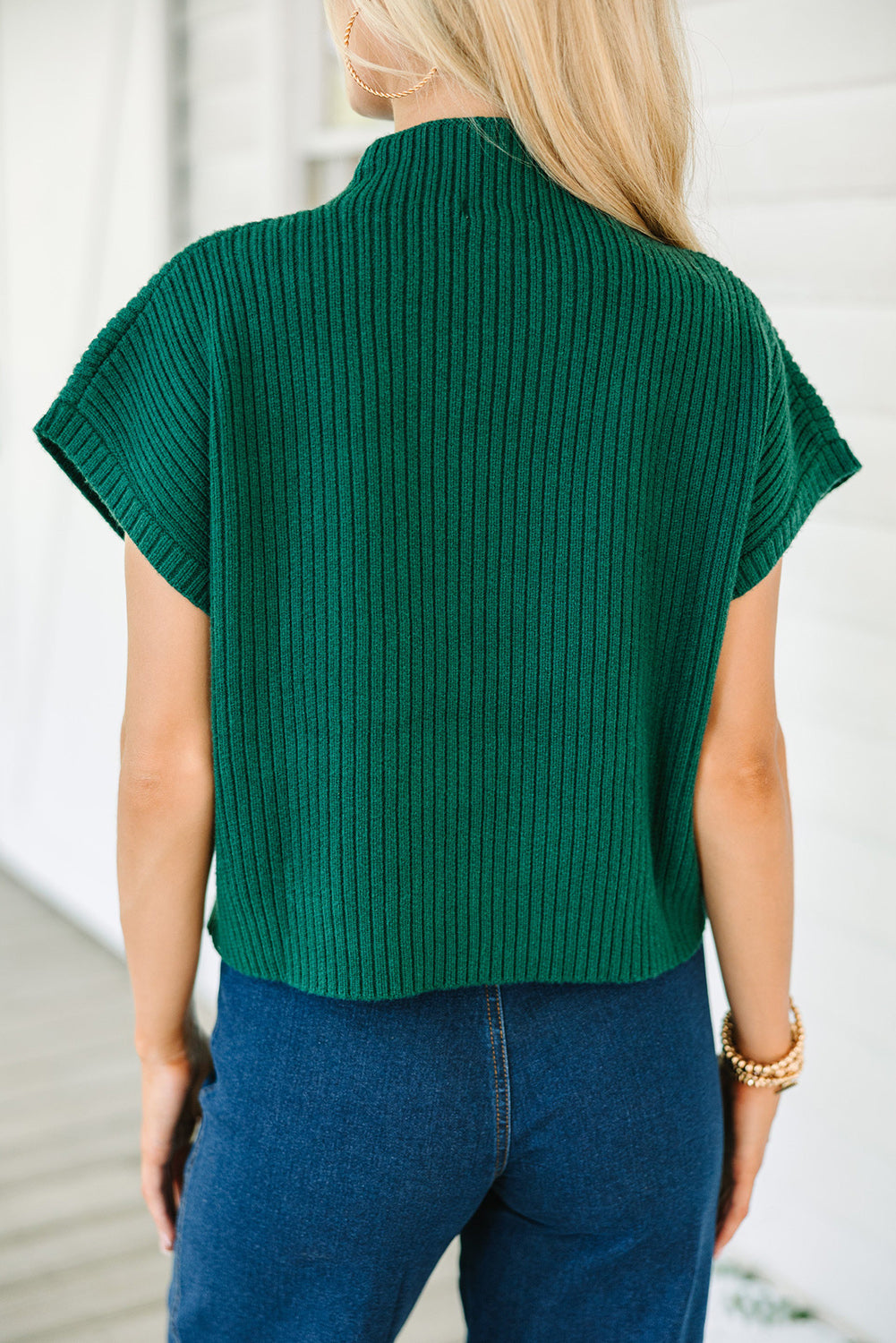 Ribbed Knit Short Sleeve Sweater – Soft & Stylish