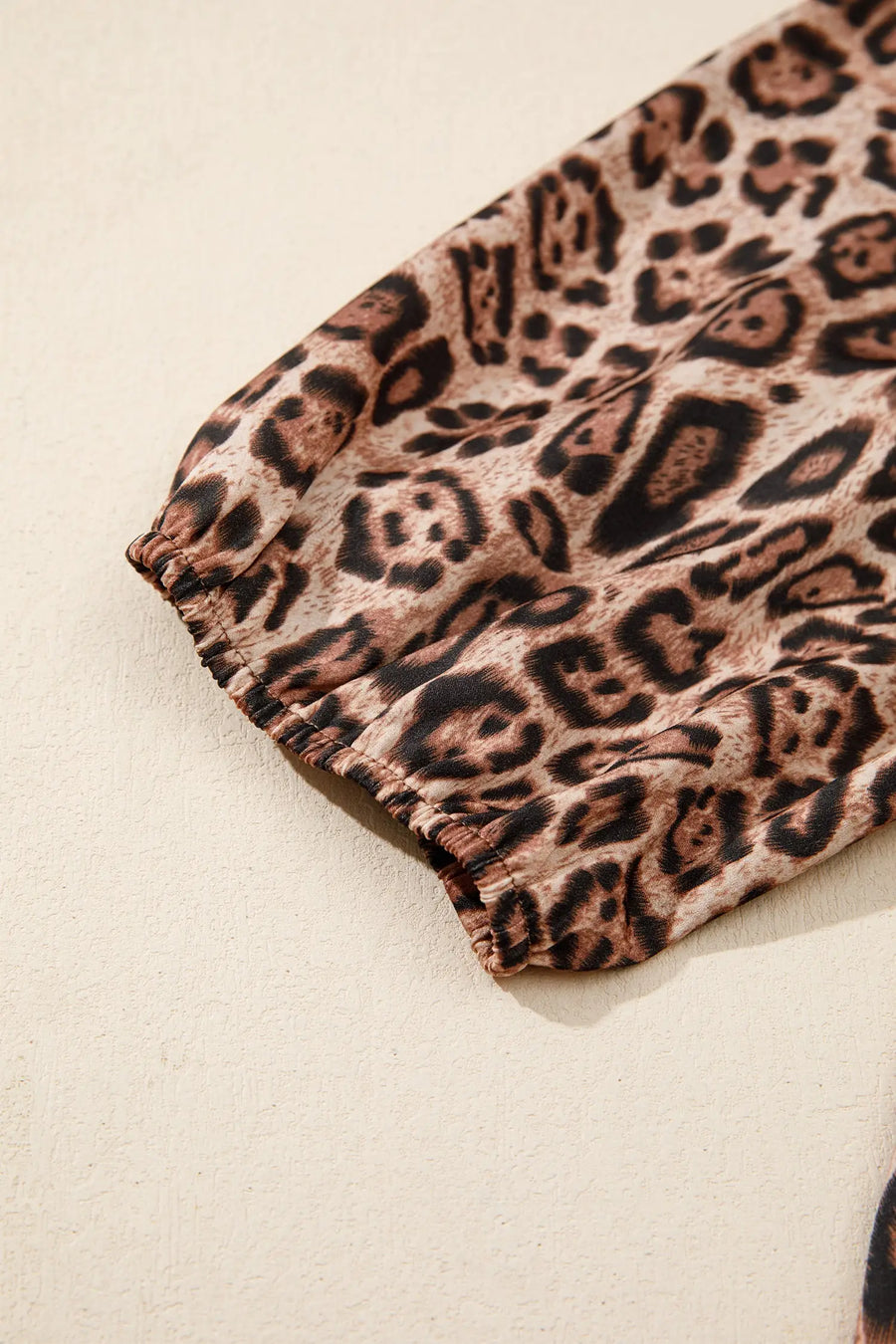 Brown leopard puff sleeve bow tie blouse women uk