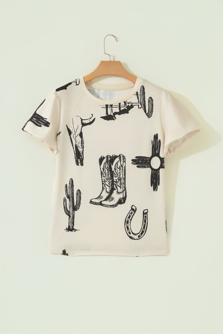 Retro Western Print Graphic T-Shirt Women UK
