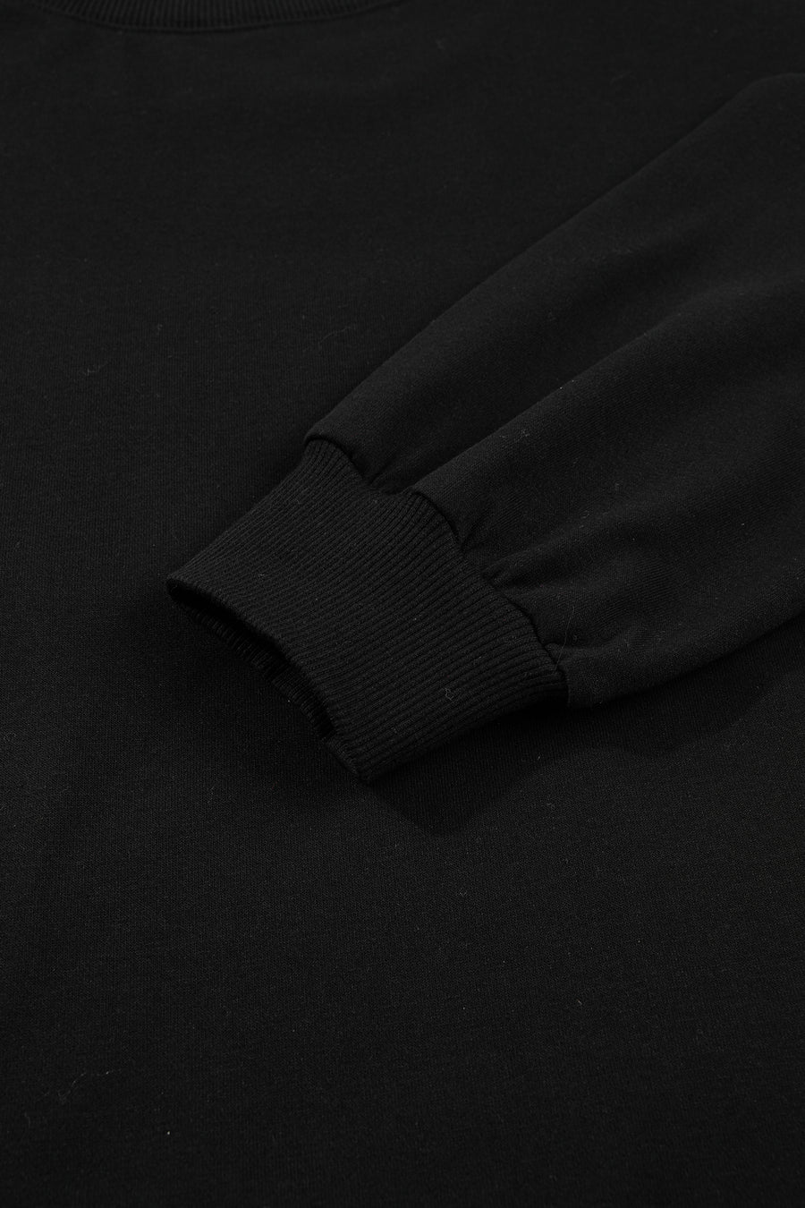 Color black Embroidered Spooky Season Graphic Long Sleeve Round Neck Pullover Sweatshirt