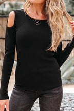 Cold Shoulder Black Sweater