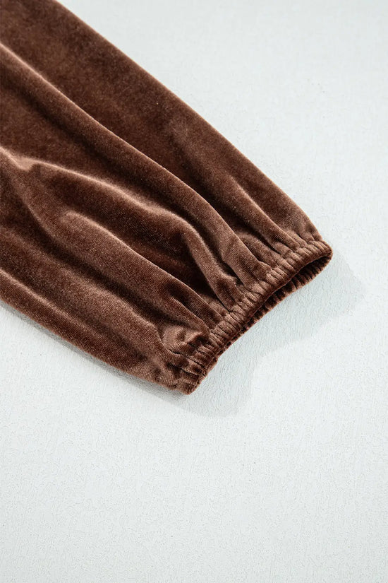Chicory coffee velvet v neck tiered mini long sleeve