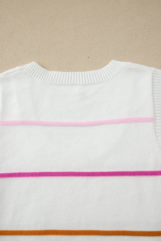 Women’s stripe ribbed knit sleeveless sweater vest tank top sweaters