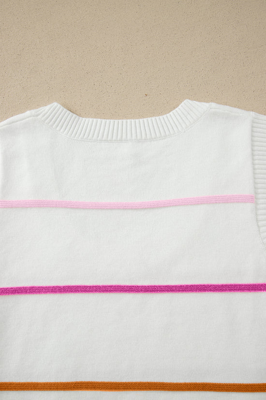 Women's Stripe Ribbed Knit Sleeveless Sweater Vest Tank Top