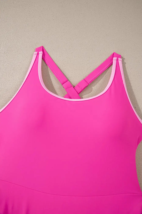 Swim dress with shorts women | pink one piece modest