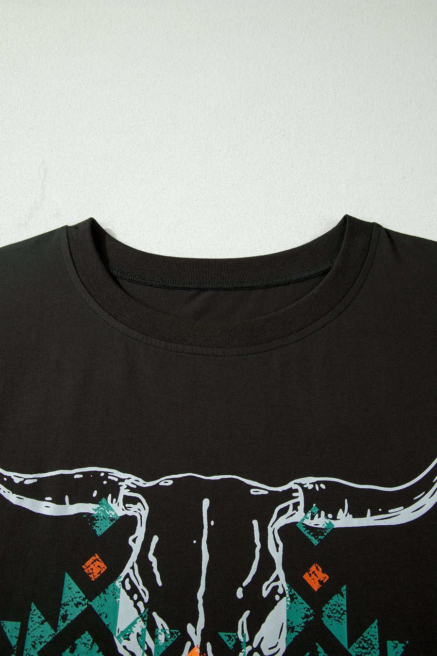 Western Aztec Bull Skull Printed Plus Size Graphic Tee Women UK