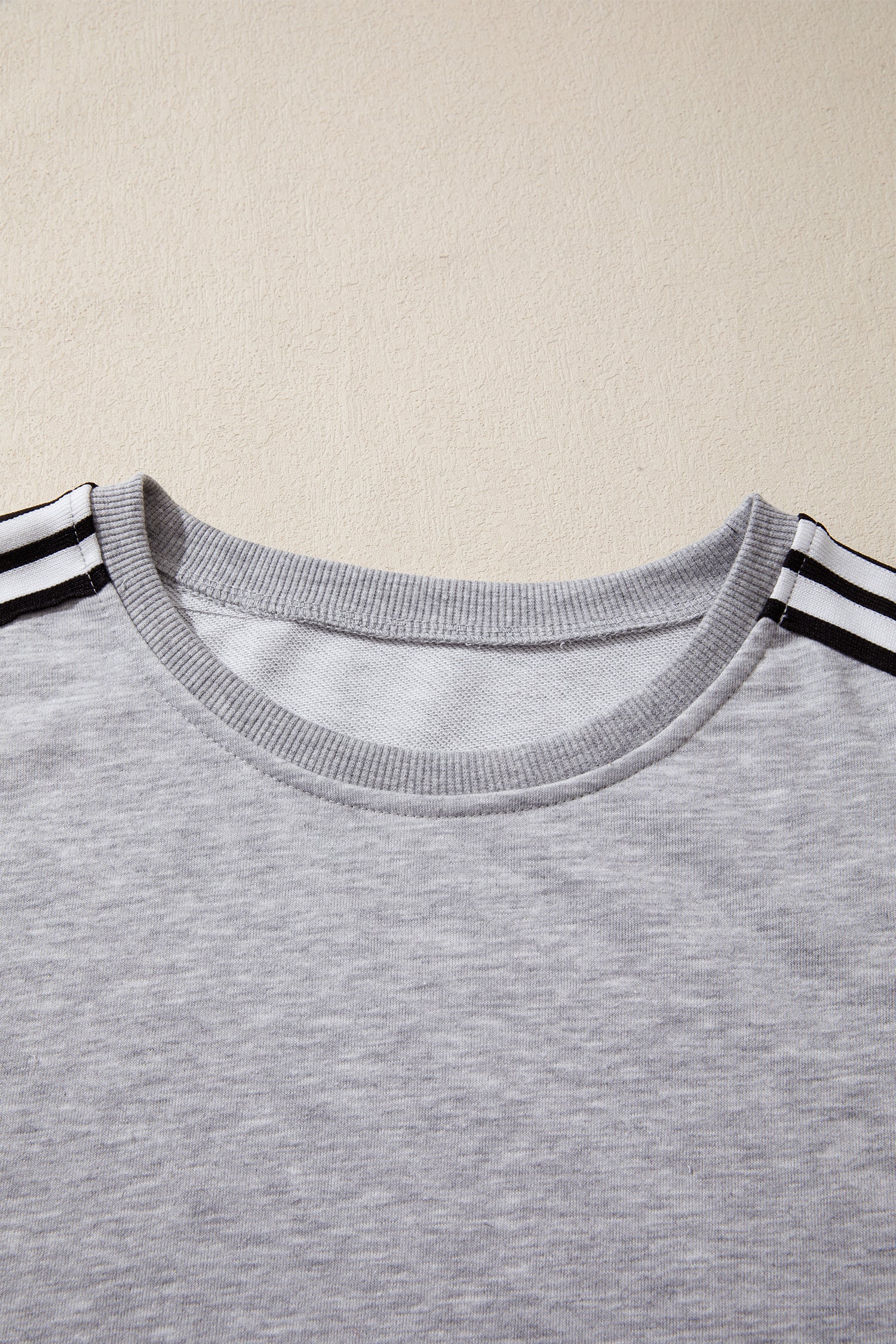 Patchwork Stripe Raw Edge Hem Oversized Short Sleeve Round Neck Tee