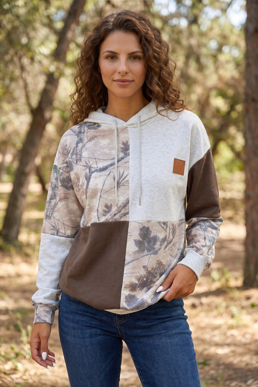 Camo print hoodie side view showing relaxed fit — Fashionfitz UK
