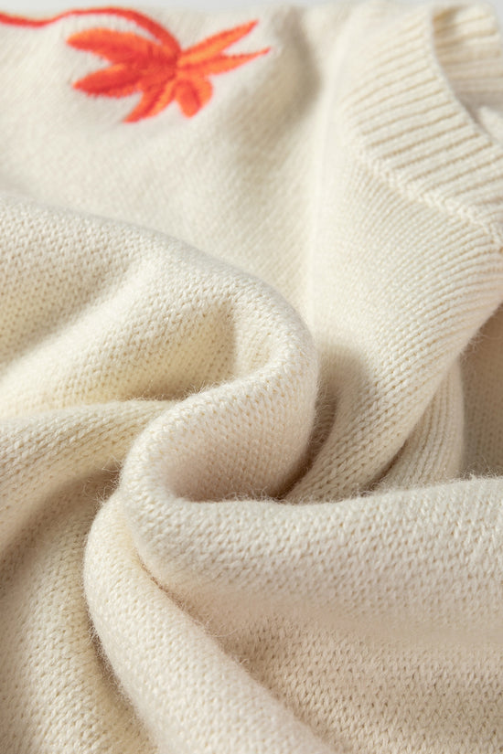 Floral Embroidered Sleeve Jumper