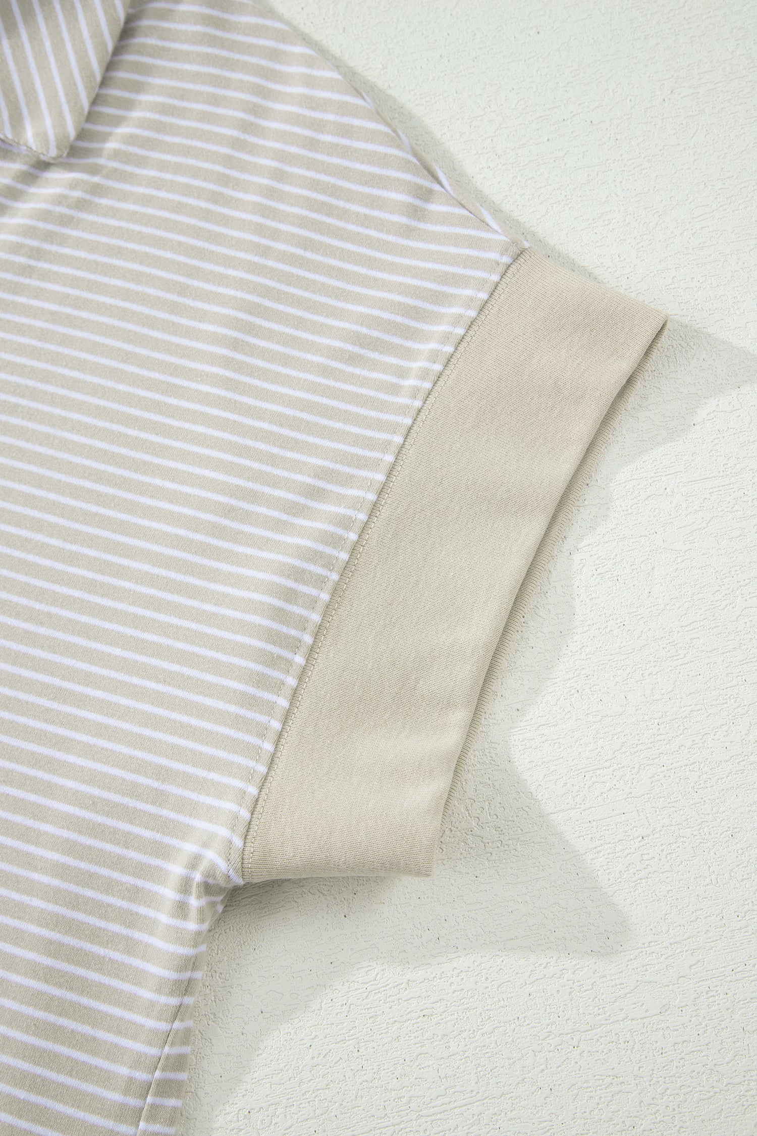 Striped Dolman Sleeve Polo Shirt and Drawstring Shorts Two Piece Set