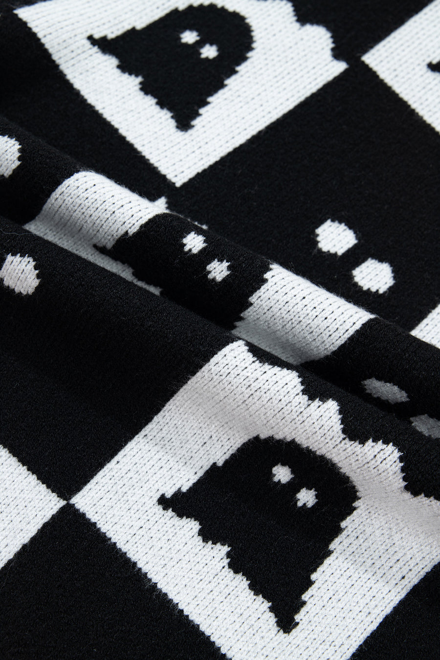 High Neck Drop Shoulder Geometric Print Sweater